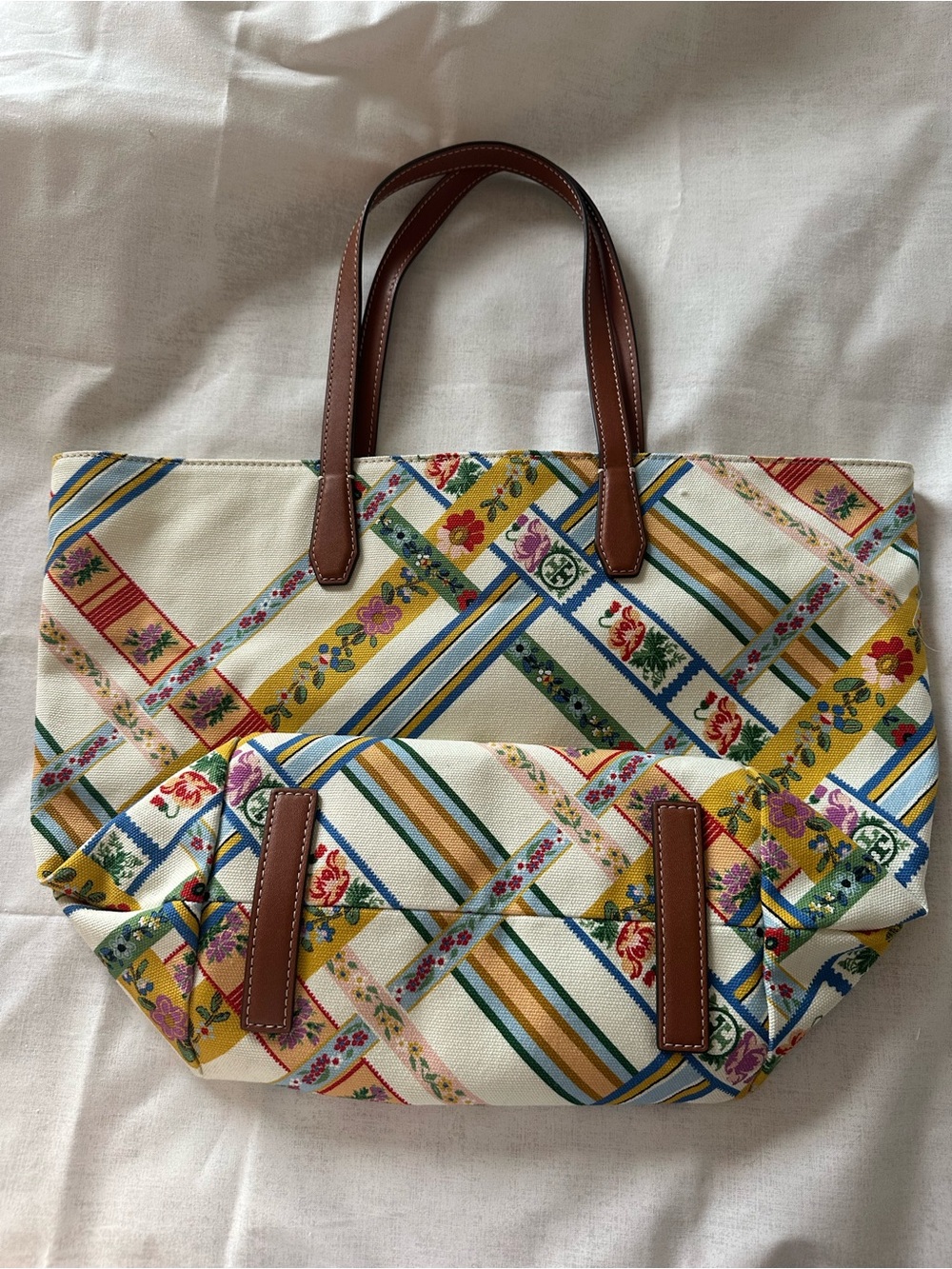 Tory Burch Canvas Tote Ribbon Weave - Picture 3 of 7